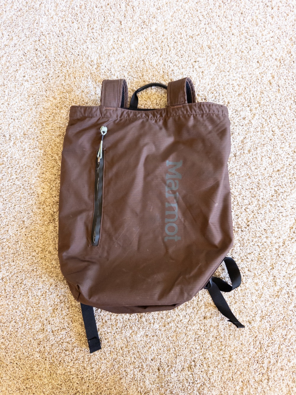 Marmot Urban Hauler Backpack Small Nylon Open Top Zip Pockets Brown Outdoor